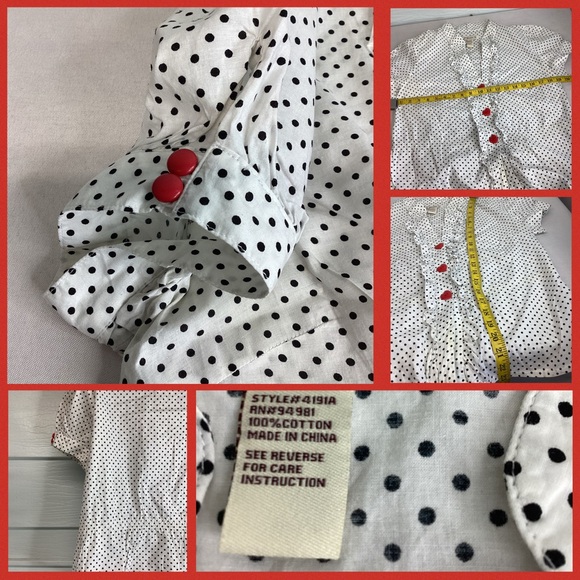 Polka Dot Ruffle Blouse with Heart Buttons 31 - Picture 4 of 7